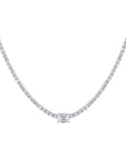 Emerald Cut Center 18kt White Gold Diamond Tennis Necklace Necklaces H&H Jewels