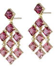 Pink Ombre Tourmaline Yellow Gold Diamond Drop Earrings Earrings H&H Jewels
