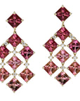 Pink Ombre Tourmaline Yellow Gold Diamond Drop Earrings Earrings H&H Jewels
