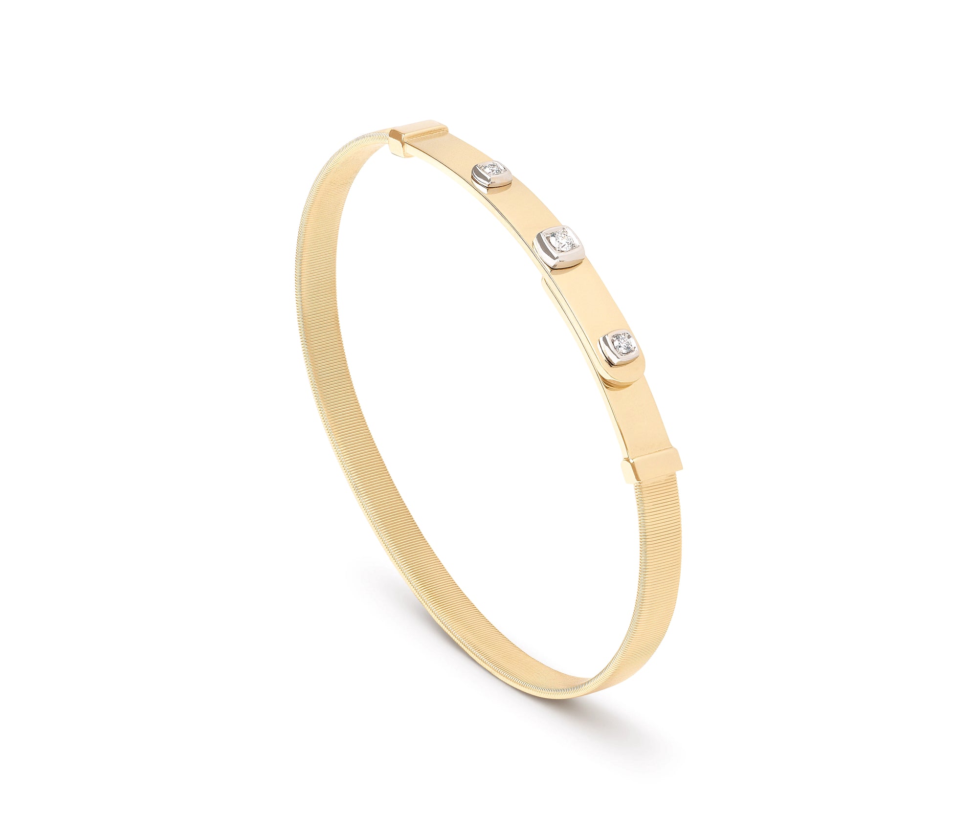 18kt Yellow Gold Coil Diamond Masai Thin Bangle Bracelet Bracelets Marco Bicego
