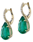 Colombian Minor Emerald Yellow Gold Diamond Pave Drop Earrings Earrings H&H Jewels