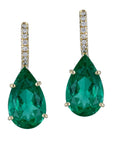 Colombian Minor Emerald Yellow Gold Diamond Pave Drop Earrings Earrings H&H Jewels
