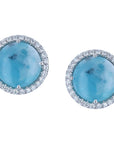 Brazilian Paraiba Pave Diamond Stud Earrings Earrings H&H Jewels