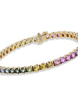 18kt. Yellow Gold Natural Multi Color Sapphire Tennis Bracelet Bracelets H&H Jewels