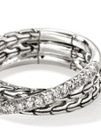 JH Essential Pave Crossover Ring, Sterling Silver, Diamonds, by John Hardy Rings John Hardy