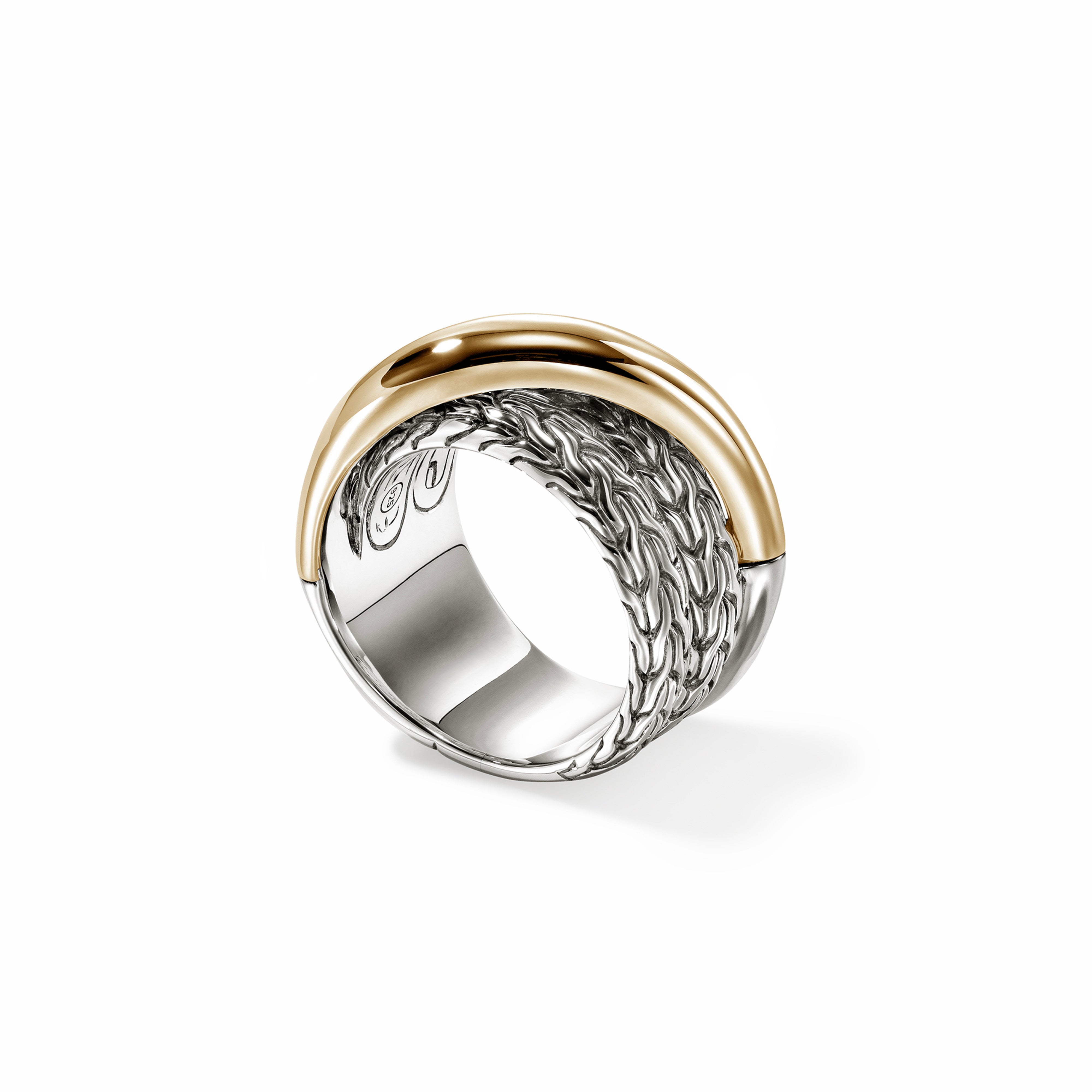 John Hardy JH Essential Crossover Ring – Gold & Sterling Silver