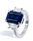 Madagascar Royal Blue Sapphire Diamond Platinum Ring Rings H&H Jewels