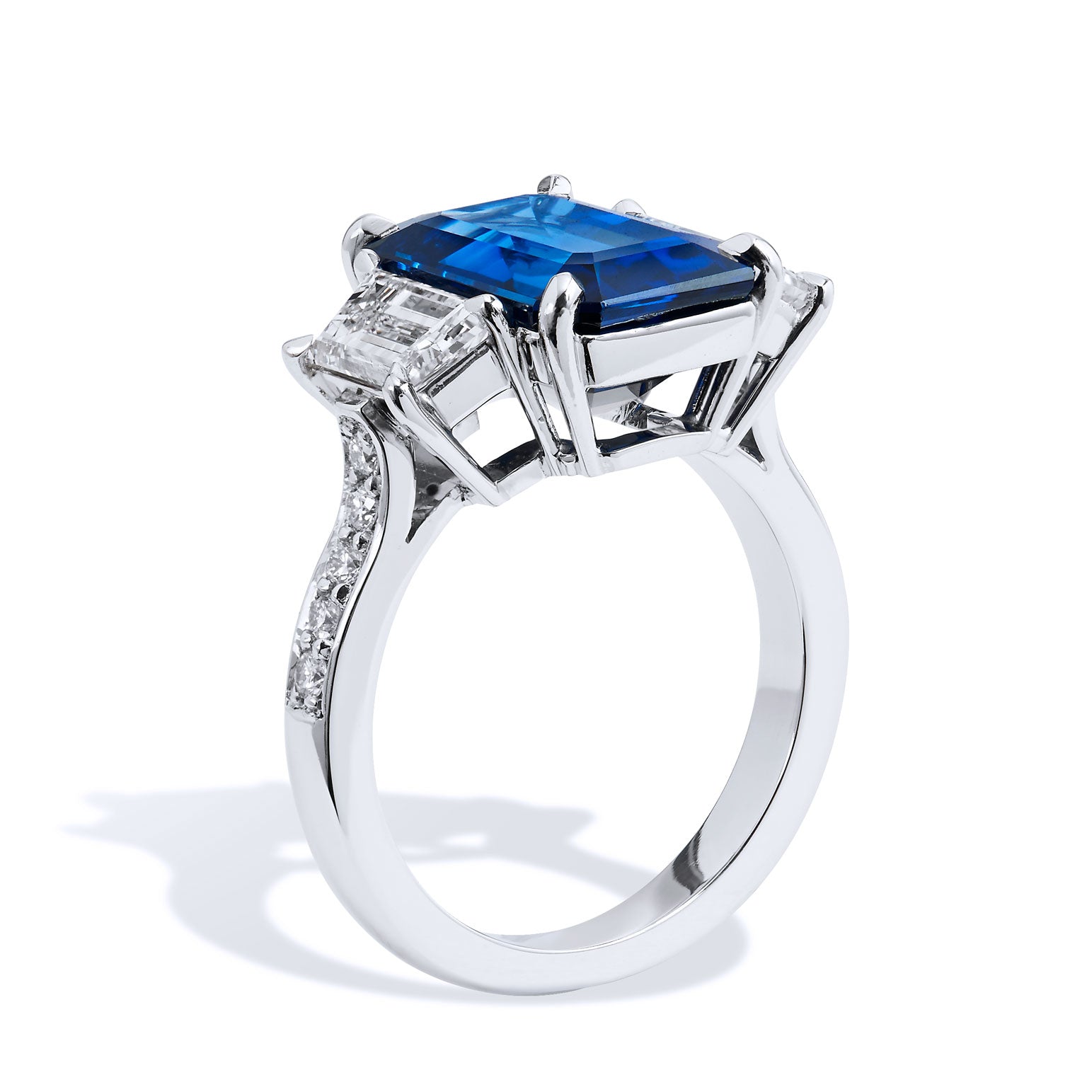 Madagascar Royal Blue Sapphire Diamond Platinum Ring Rings H&amp;H Jewels