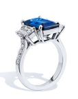 Madagascar Royal Blue Sapphire Diamond Platinum Ring Rings H&H Jewels