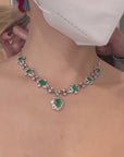 Rare Emerald and Old European Cut Diamond Necklace Necklaces Estate & Vintage