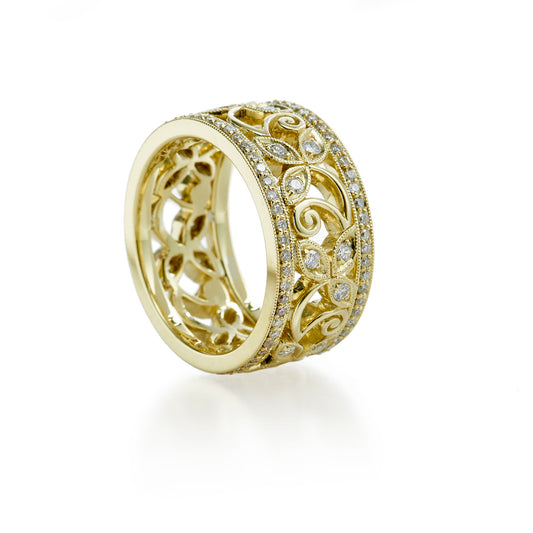 Yellow Gold And Diamond Garden Ring Rings H&H Jewels