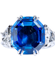 Octagon- Shaped Blue Sapphire And Diamond Ring Rings H&H Jewels