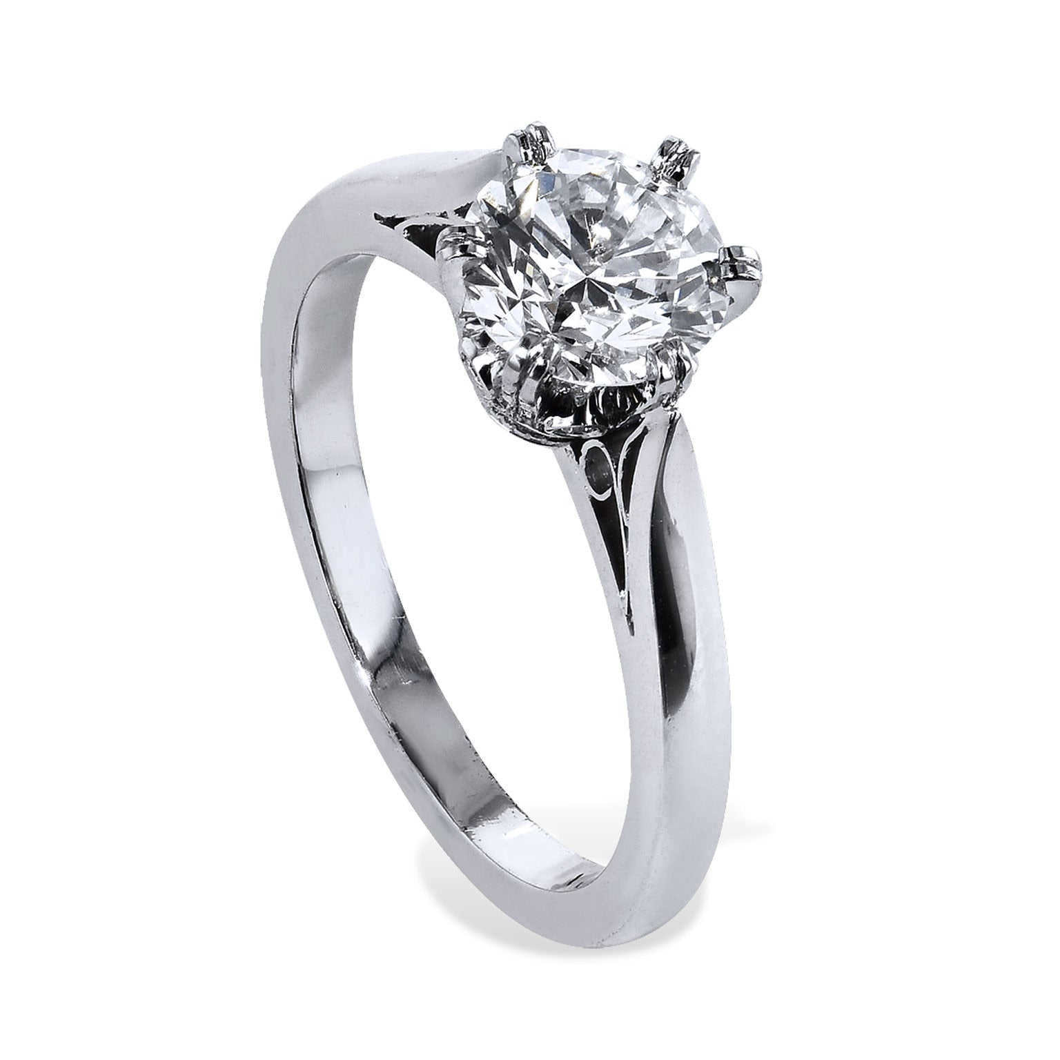 Round Brilliant Cut Diamond Solitaire Engagement Ring Rings H&amp;H Jewels