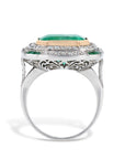 7.44 Carat Colombian Emerald Gold & Platinum Cocktail Ring Rings Estate & Vintage