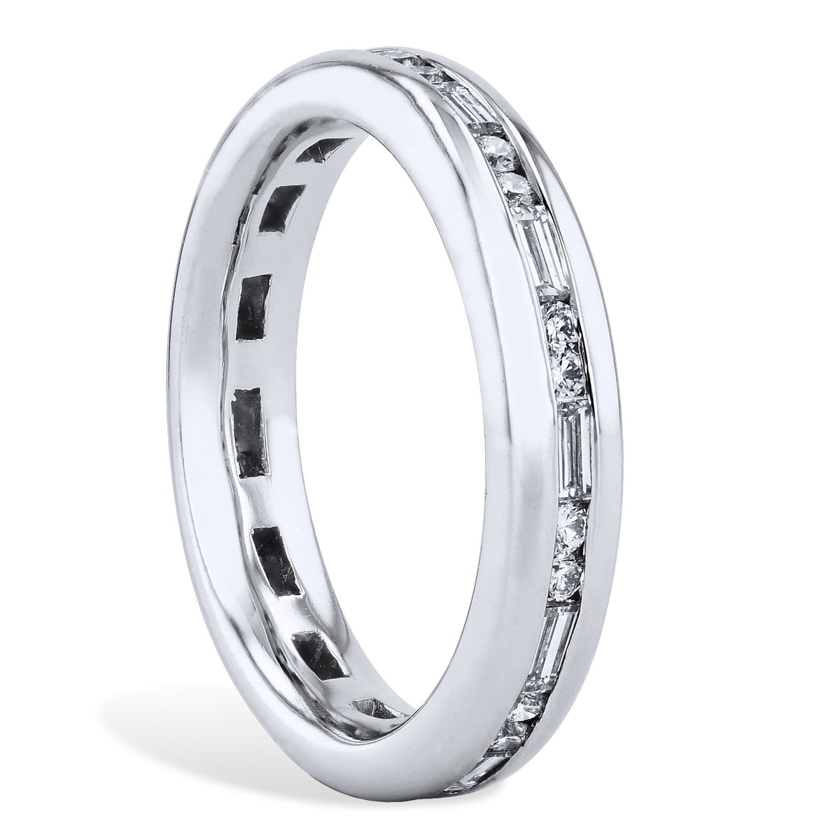 0.83 Carat Round & Baguette Cut Diamond Eternity Band Ring - Alternate View 1