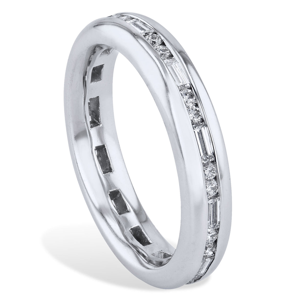 0.83 Carat Round & Baguette Cut Diamond Eternity Band Ring - Alternate View 2