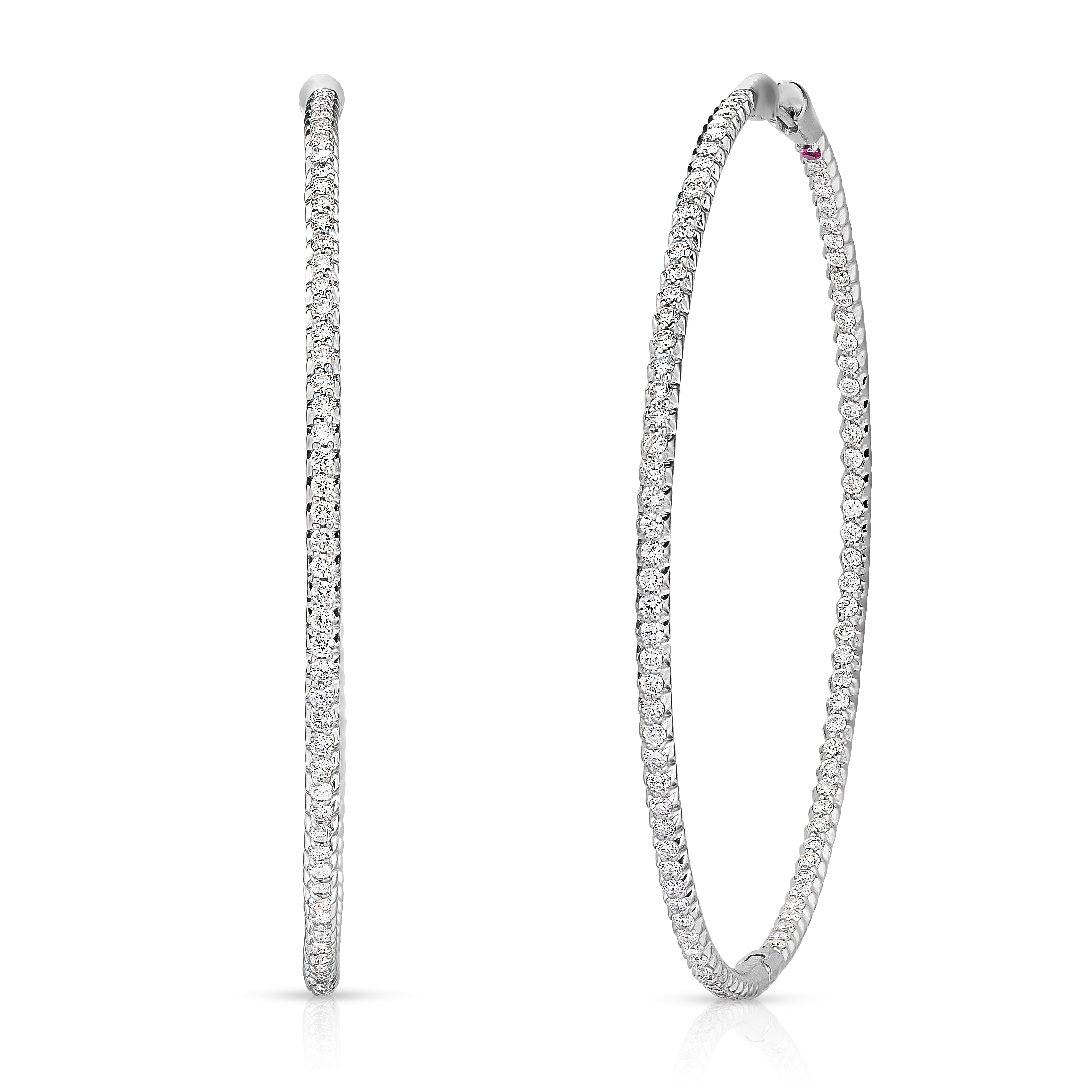 18kt White Gold Inside Out Pave Diamond Hoop Earrings Earrings Roberto Coin
