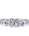 Semi-Bezel Princess Cut Diamond platinum Engagement Ring Engagement Rings H&H Jewels