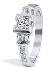 Semi-Bezel Princess Cut Diamond platinum Engagement Ring Engagement Rings H&H Jewels