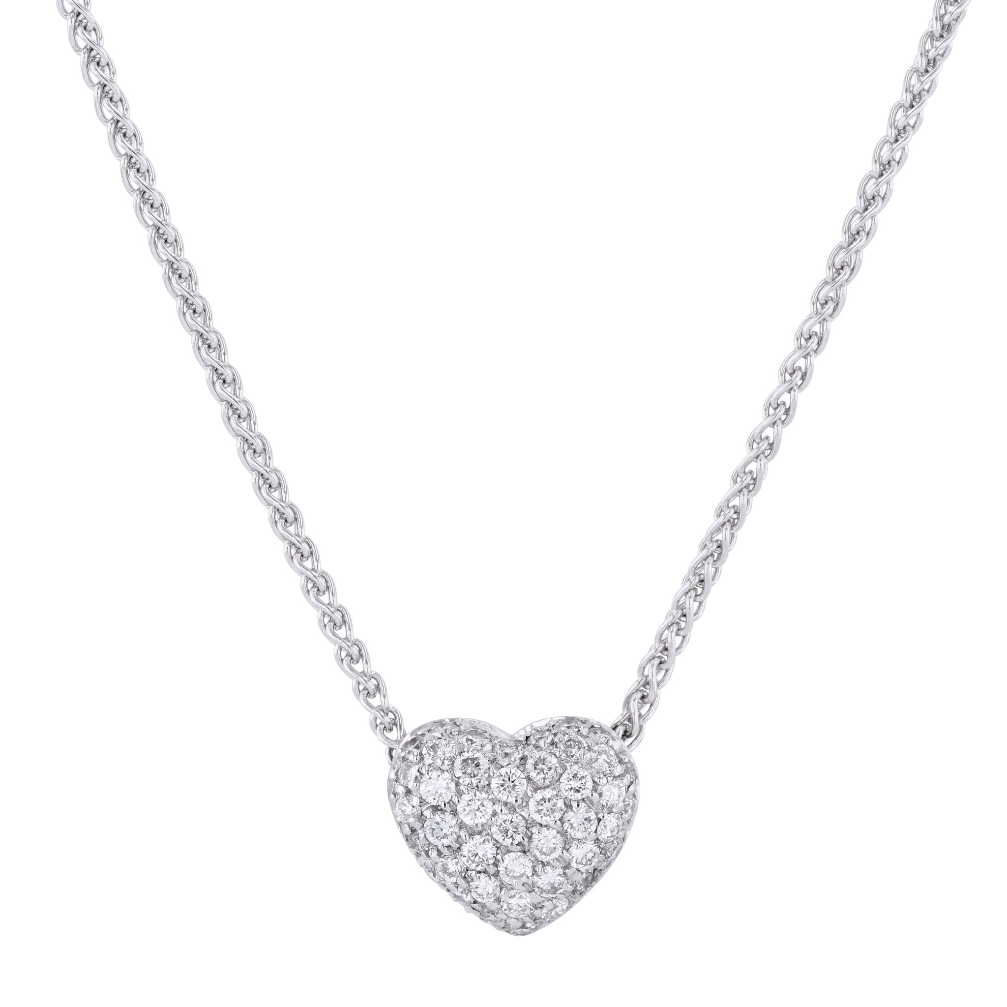 White Gold Diamond Pave Heart Necklace Necklaces Curated by H