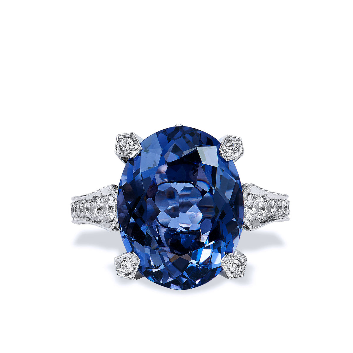 7.89 Carat Iolite and Diamond Ring