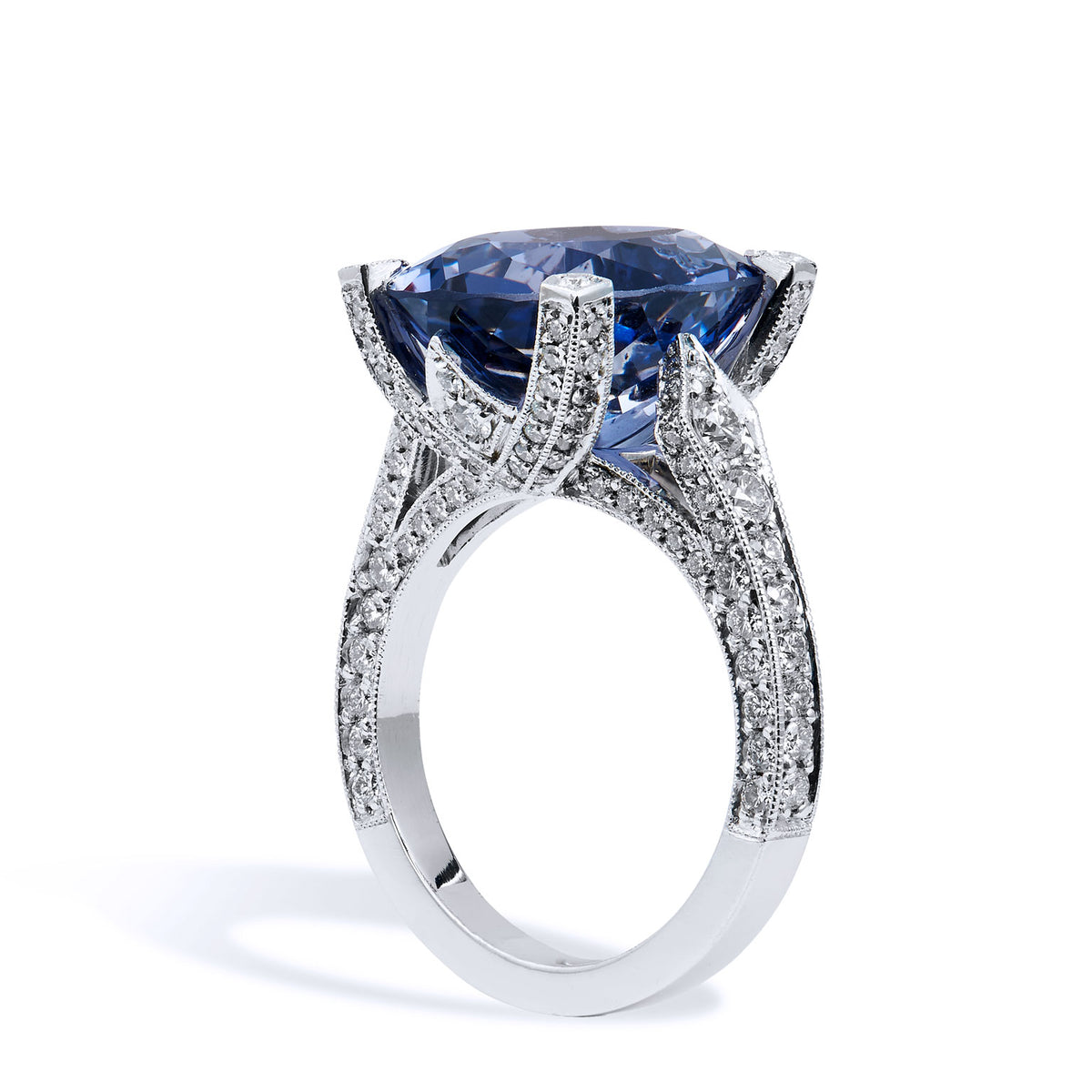 7.89 Carat Iolite and Diamond Ring