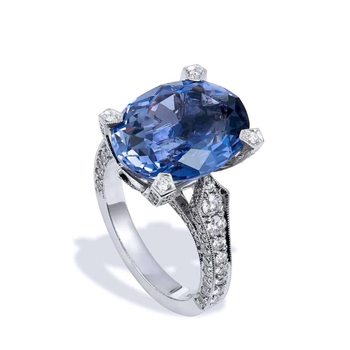 7.89 Carat Iolite and Diamond Ring