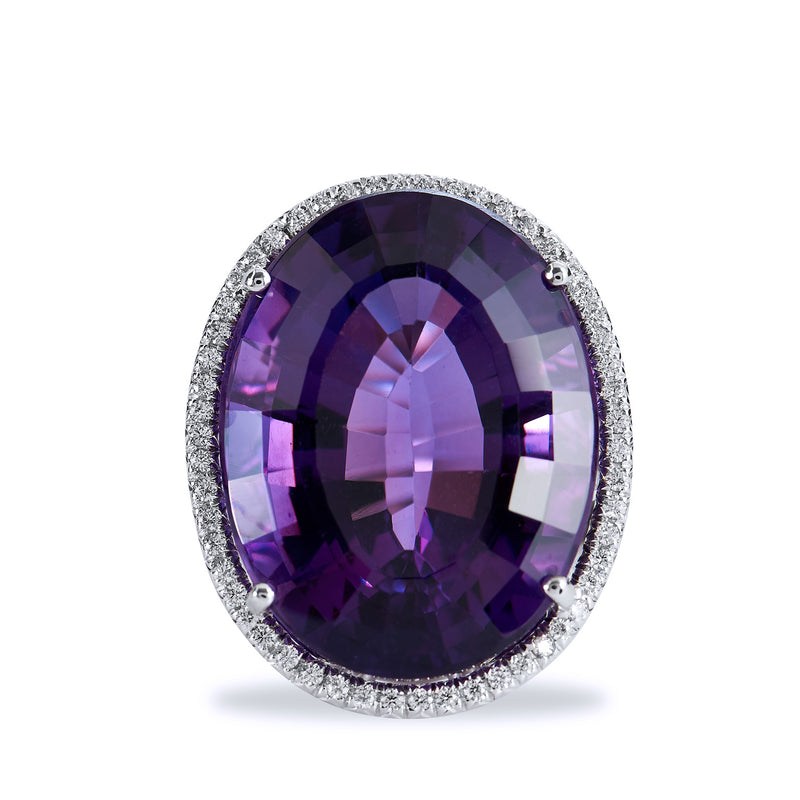 22.70 Carat Amethyst and Diamond Cocktail Ring Rings H&H Jewels