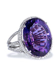 22.70 Carat Amethyst and Diamond Cocktail Ring Rings H&H Jewels