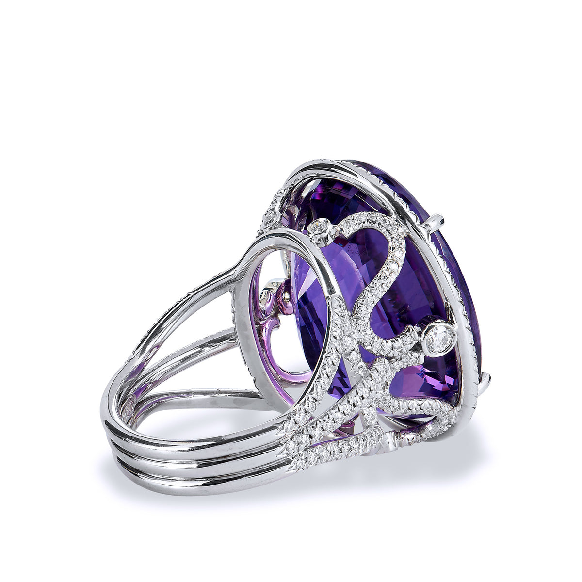 22.70 Carat Amethyst and Diamond Cocktail Ring - Alternate View 2