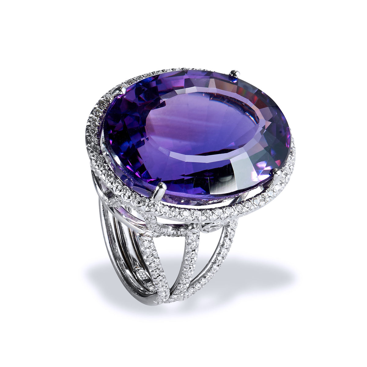 22.70 Carat Amethyst and Diamond Cocktail Ring - Alternate View 4