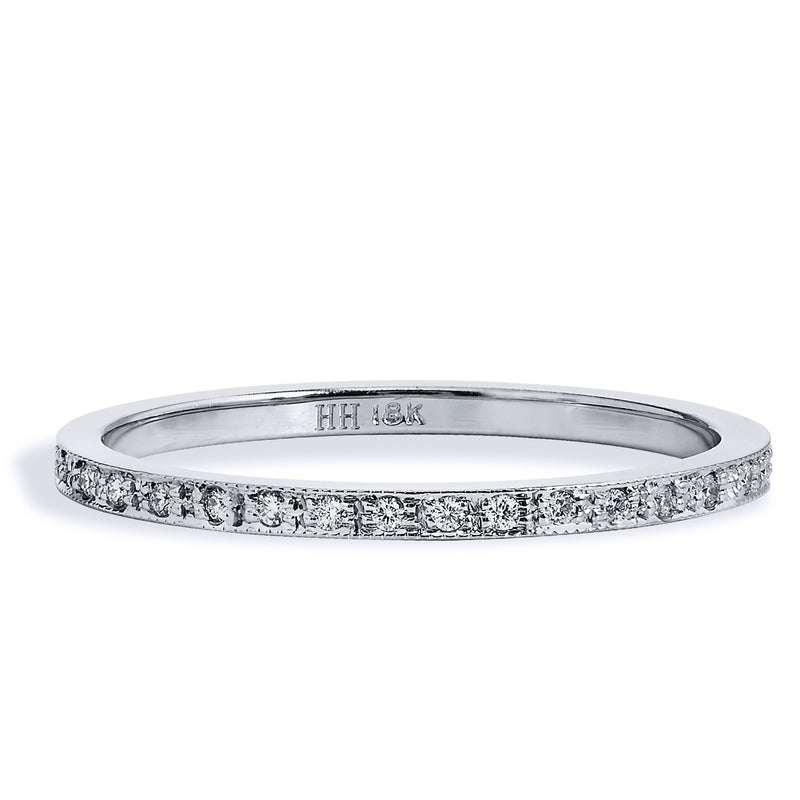 0.12 Carat Diamond 18 Karat White Gold Band Ring Rings H&H Jewels