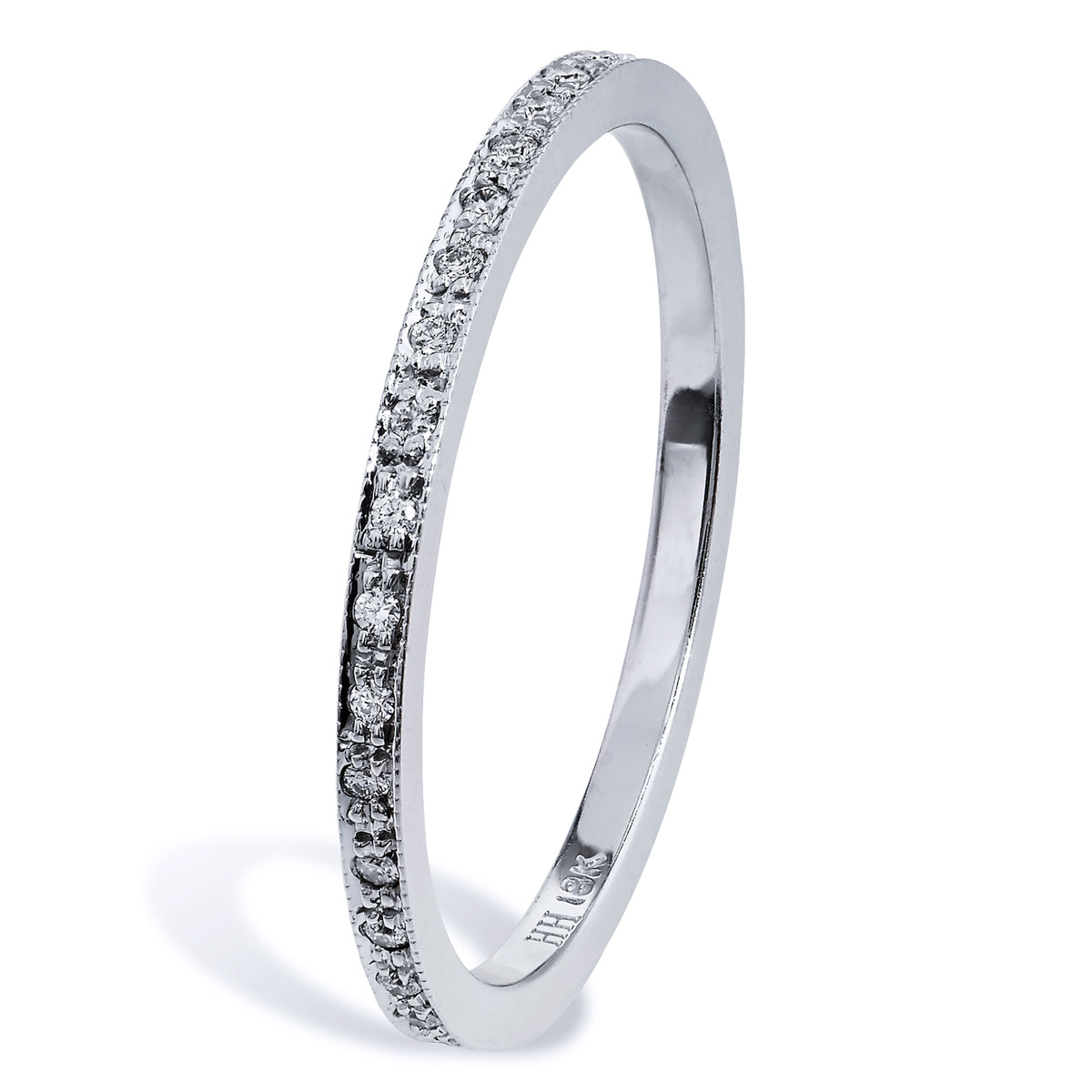 0.12 Carat Diamond 18 Karat White Gold Band Ring - Alternate View 2