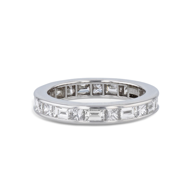 Baguette and Princess Cut Diamond Platinum Estate Eternity Band Rings Estate & Vintage