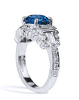 3.74 Carat Oval Ceylon Blue Sapphire And Diamond Ring Rings H&H Jewels