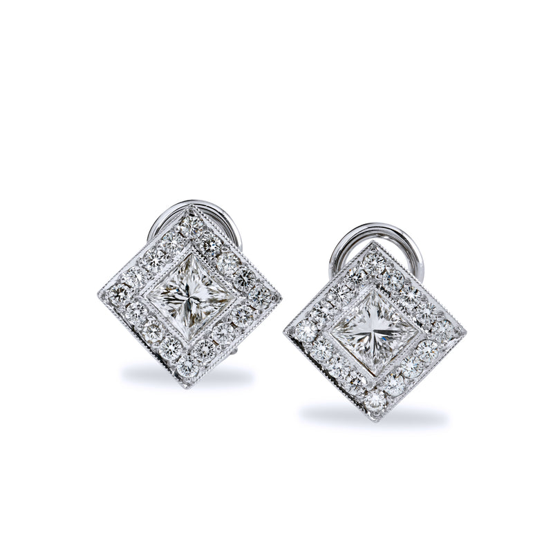 Princess-Cut Diamond Gold Earrings Earrings H&H Jewels