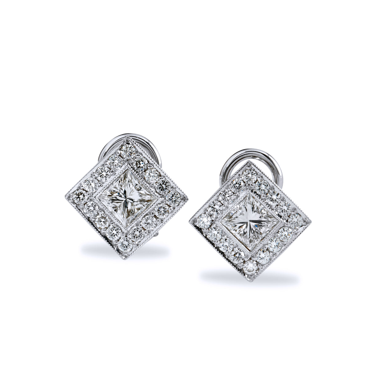 Princess-Cut Diamond Gold Earrings Earrings H&H Jewels