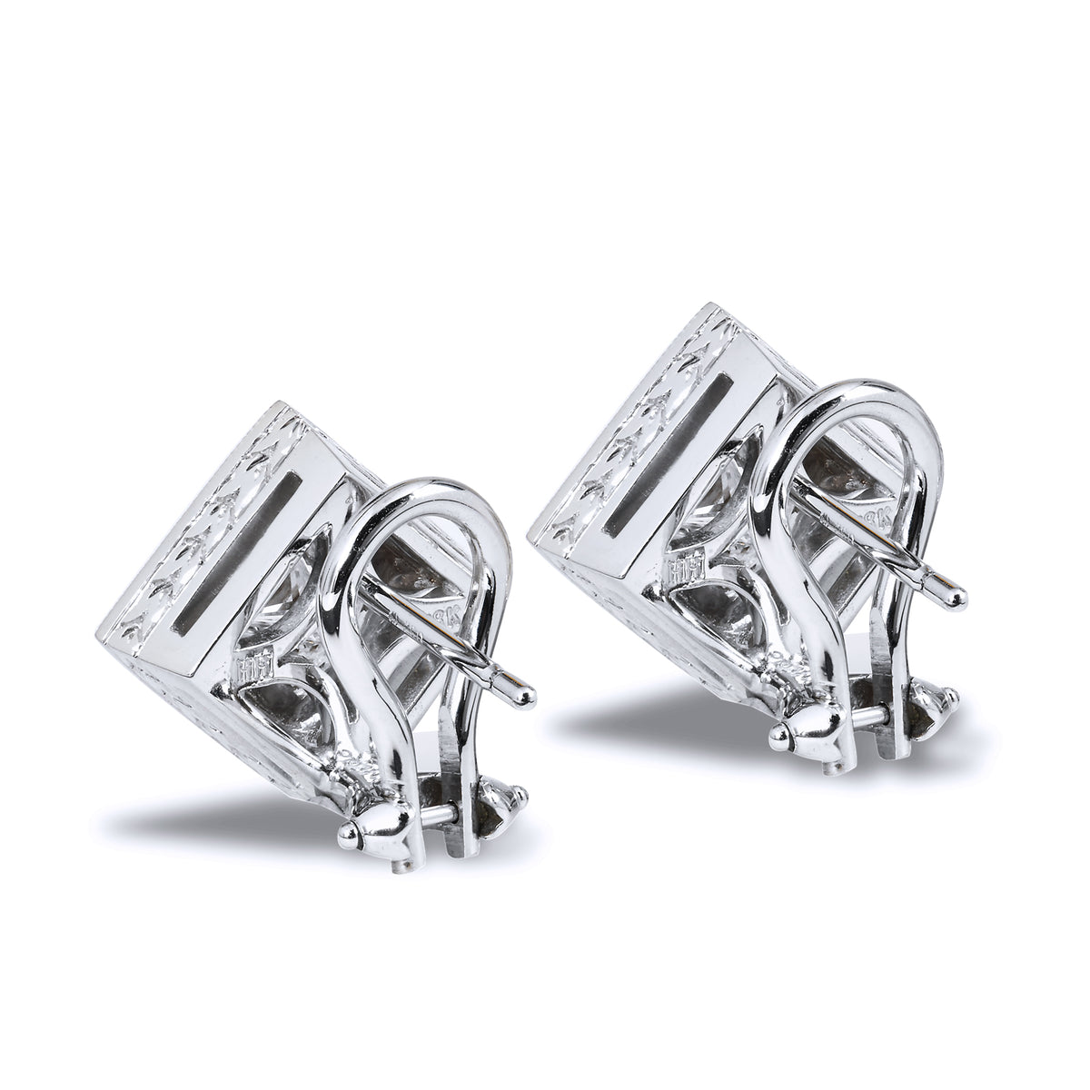 Princess-Cut Diamond Gold Earrings - Alternate View 2