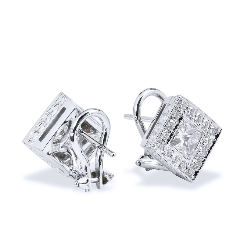 Princess-Cut Diamond Gold Earrings Earrings H&H Jewels