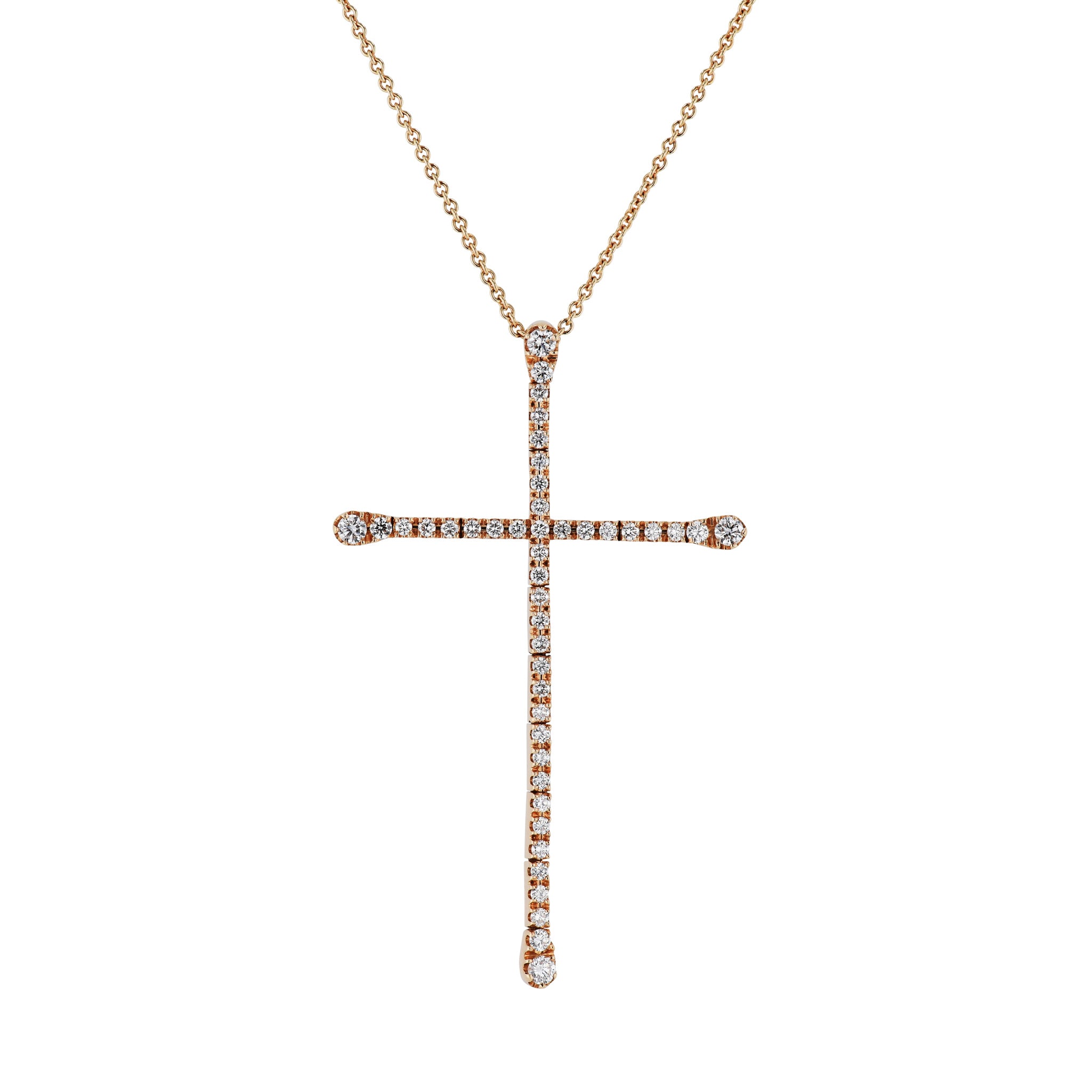 Rose Gold Diamond Cross Pendant Necklace Necklaces Curated by H
