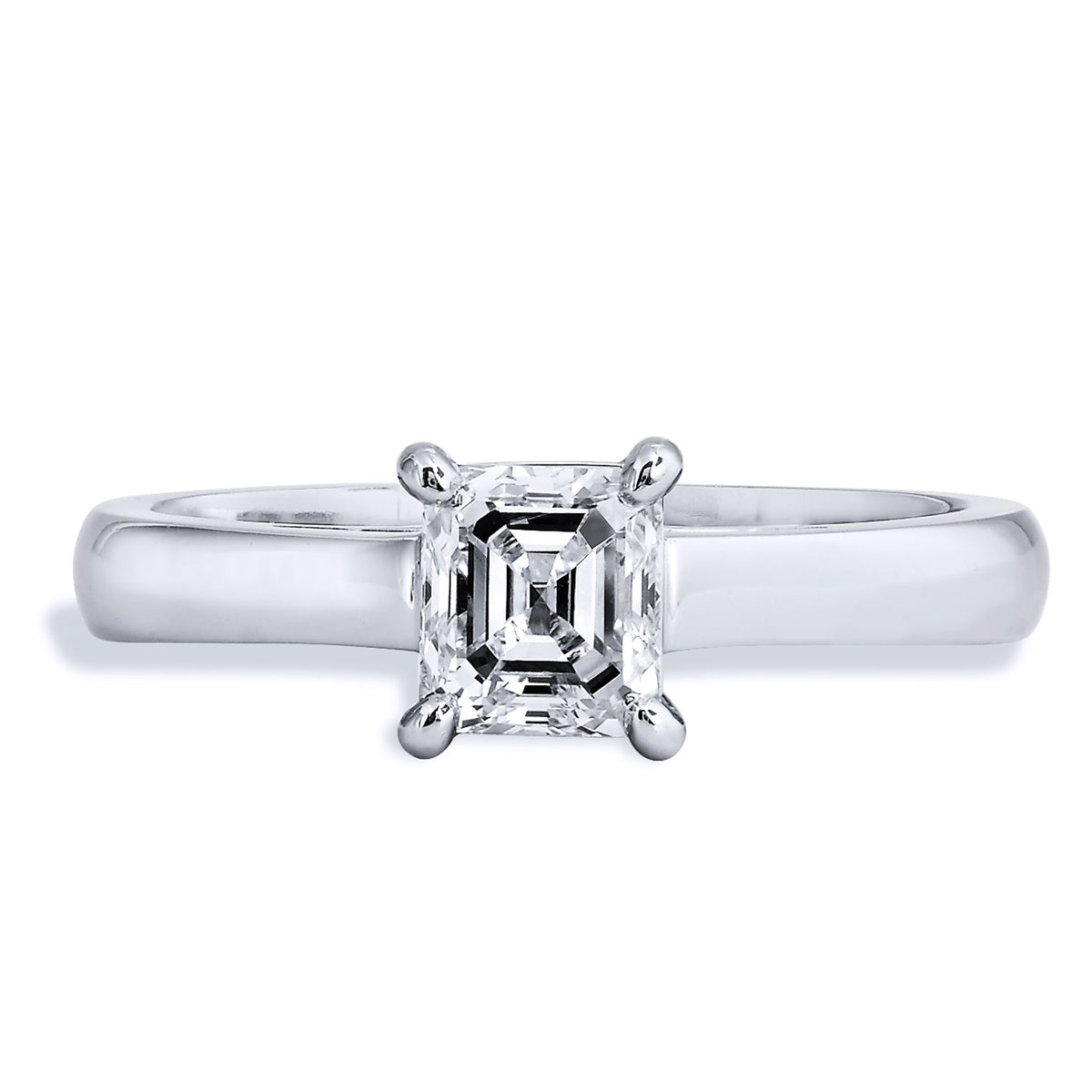 0.76 Emerald Step Cut Diamond Solitaire Platinum Engagement Ring Engagement Rings H&H Jewels
