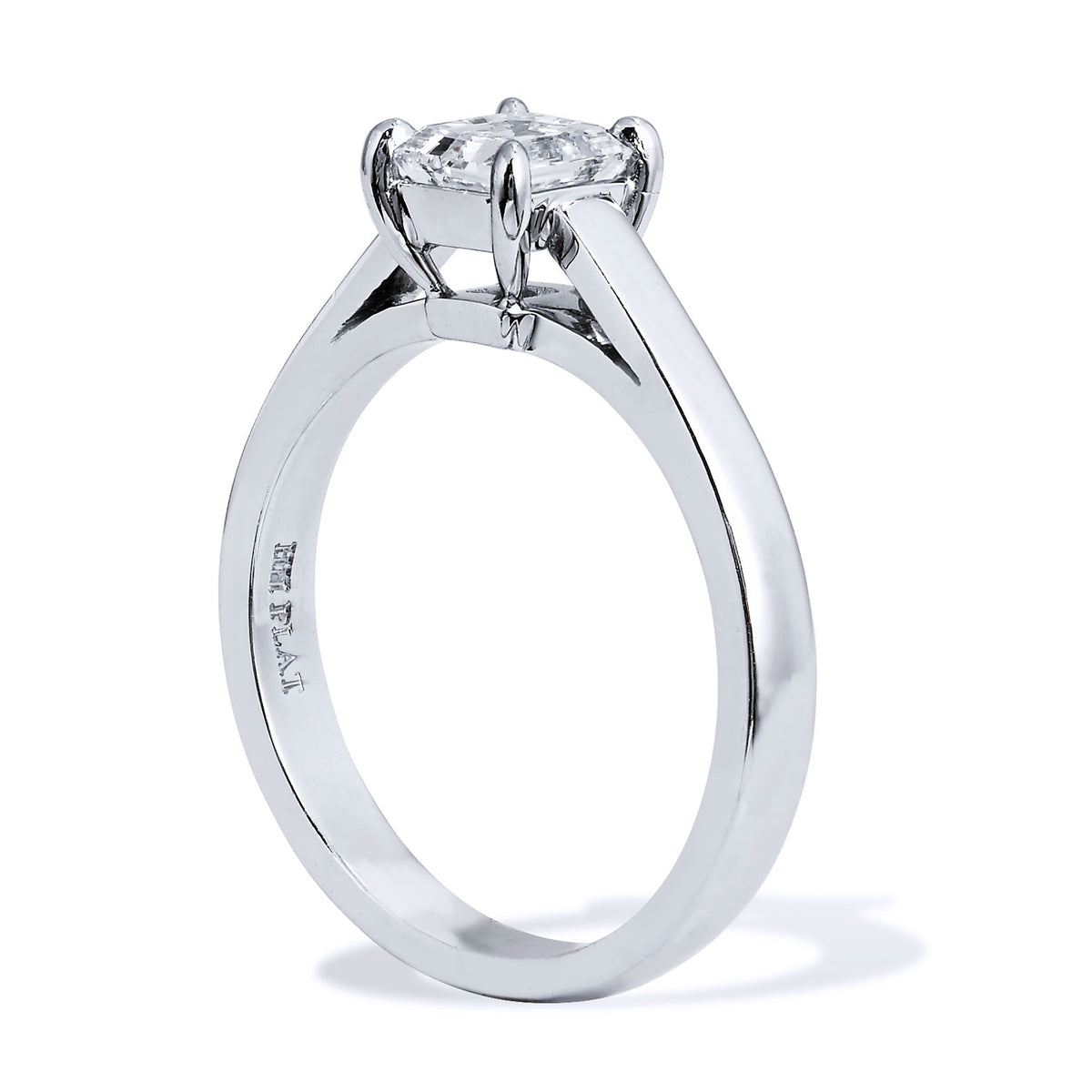 0.76 Emerald Step Cut Diamond Solitaire Platinum Engagement Ring - Alternate View 2