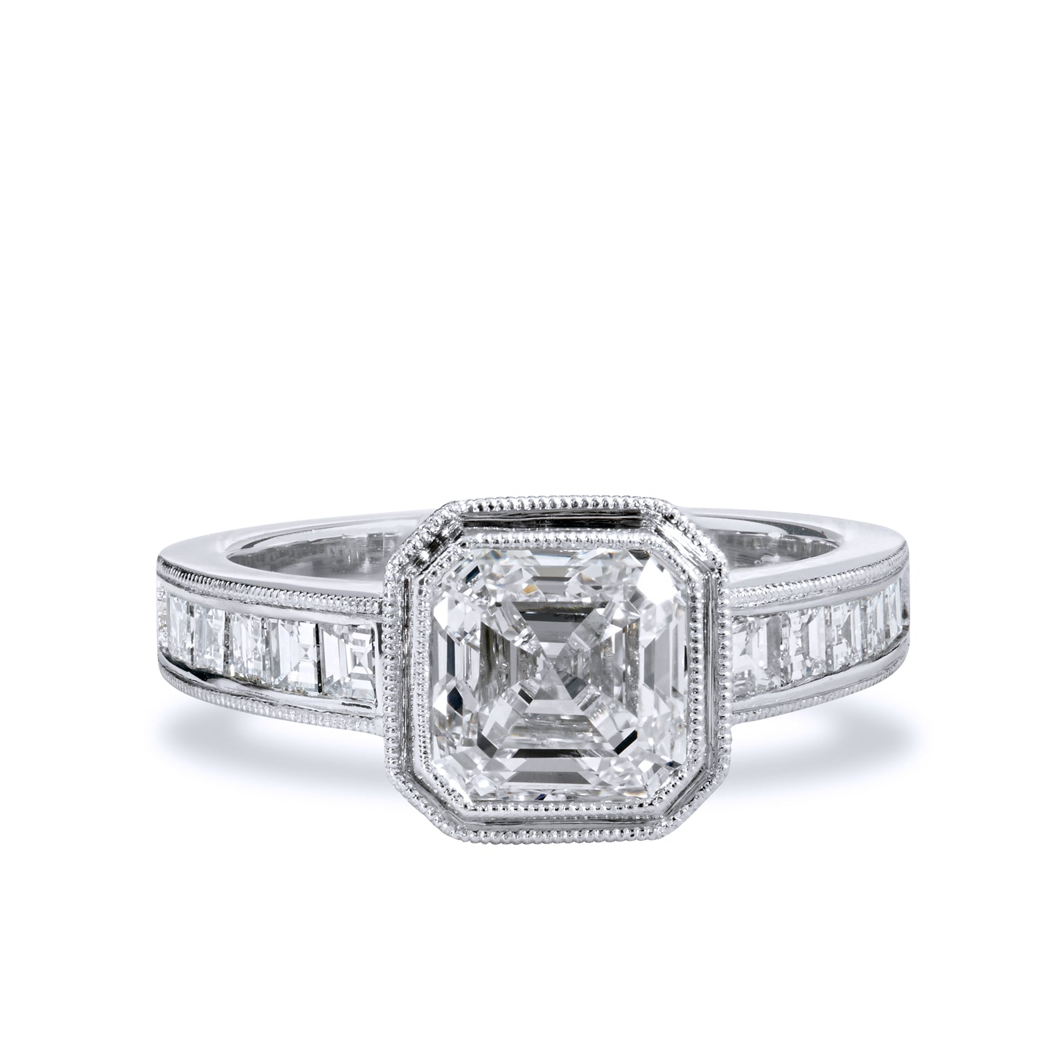 2.00ct Square Emerald Cut Diamond Engagement Ring Engagement Rings H&amp;H Jewels