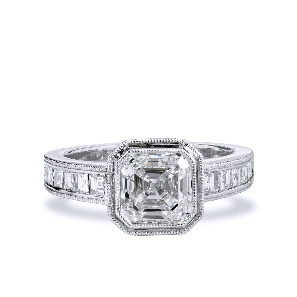 2.00ct Square Emerald Cut Diamond Engagement Ring Engagement Rings H&H Jewels