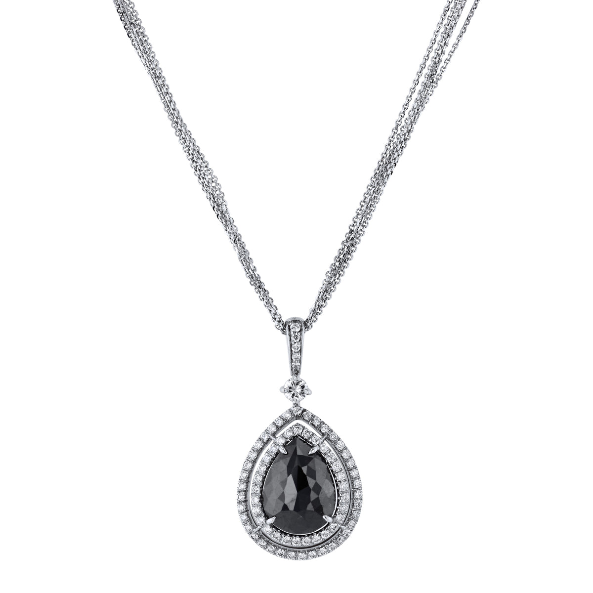 Pear-Shape Rose Cut Black Diamond Pendant Necklace Necklaces H&H Jewels