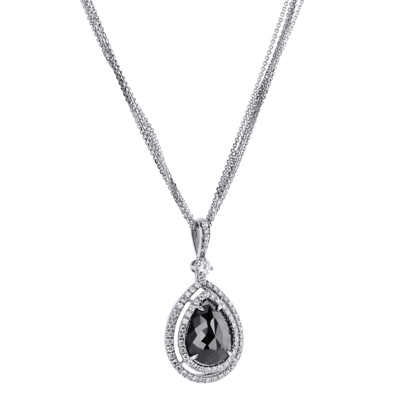 Pear-Shape Rose Cut Black Diamond Pendant Necklace Necklaces H&H Jewels