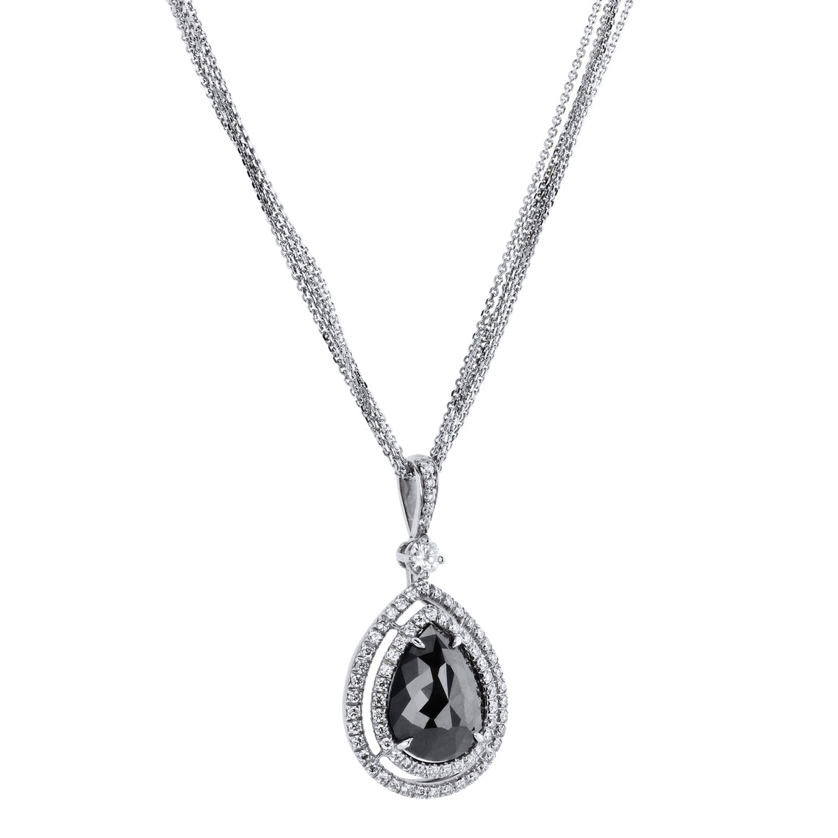 Pear-Shape Rose Cut Black Diamond Pendant Necklace - Alternate View 1