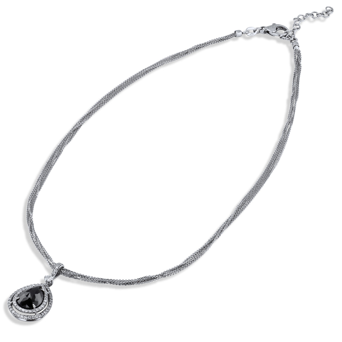 Pear-Shape Rose Cut Black Diamond Pendant Necklace - Alternate View 2