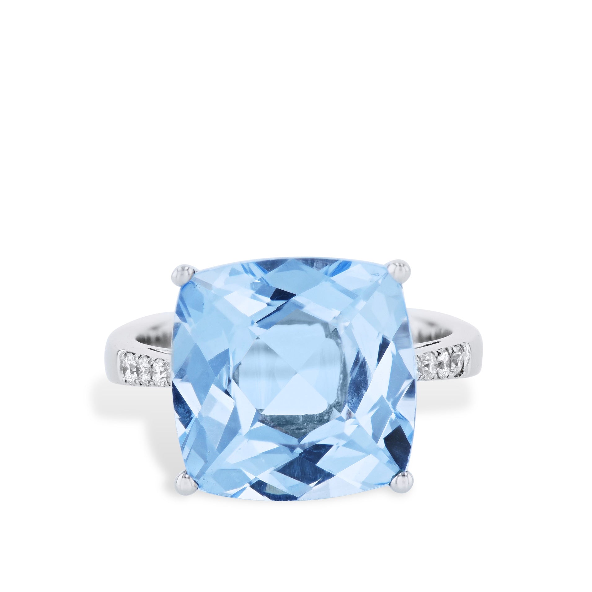 Blue Topaz White Gold Diamond Pave Ring Rings Curated by H