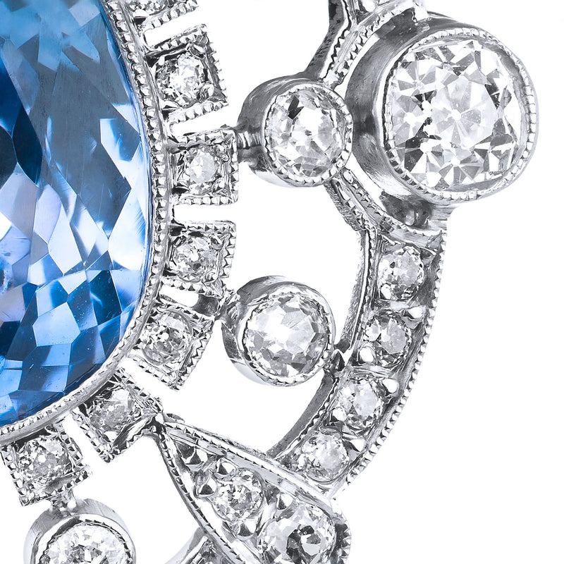 9.83 Carat Edwardian Sapphire and Diamond Pendant Pendants Estate & Vintage